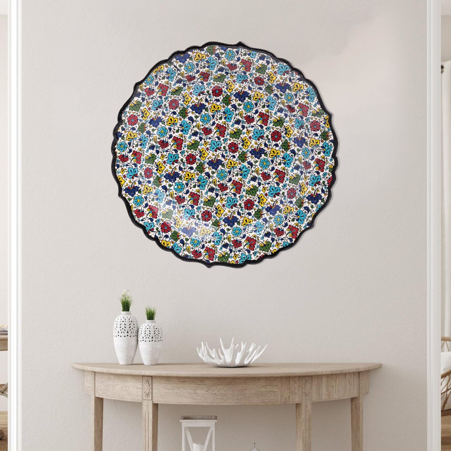 Ceramic Decorative Plate, Floral Mosaic Decorative Plate