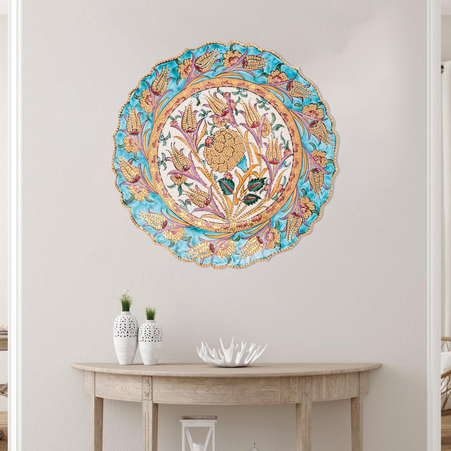 Ceramic Decorative Plate, Harvest Bloom Decorative Plate, Decorative Golden Plate