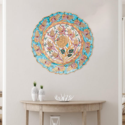 Ceramic Decorative Plate, Harvest Bloom Decorative Plate, Decorative Golden Plate