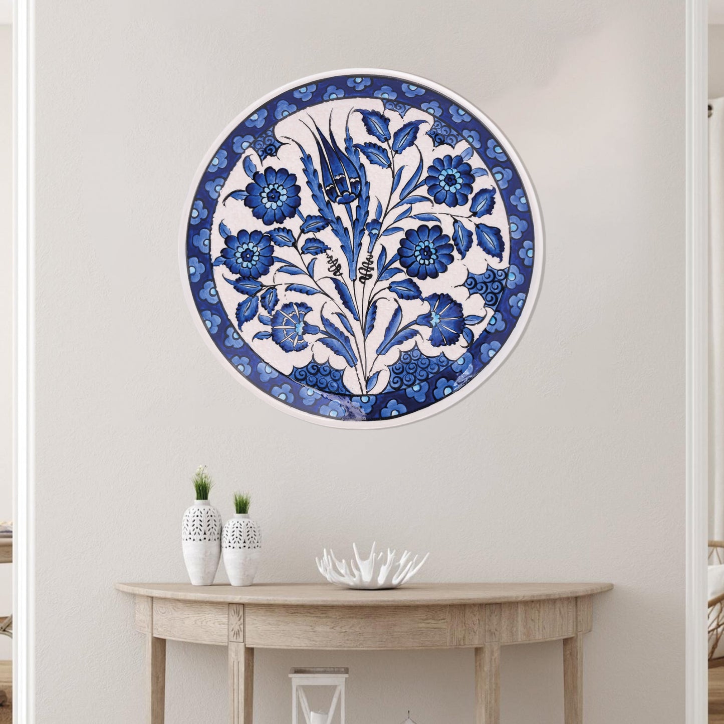 Ceramic Decorative Plate, Sapphire Blooms Decorative Plate