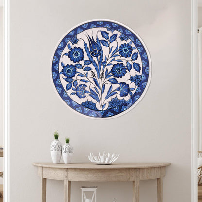 Ceramic Decorative Plate, Sapphire Blooms Decorative Plate