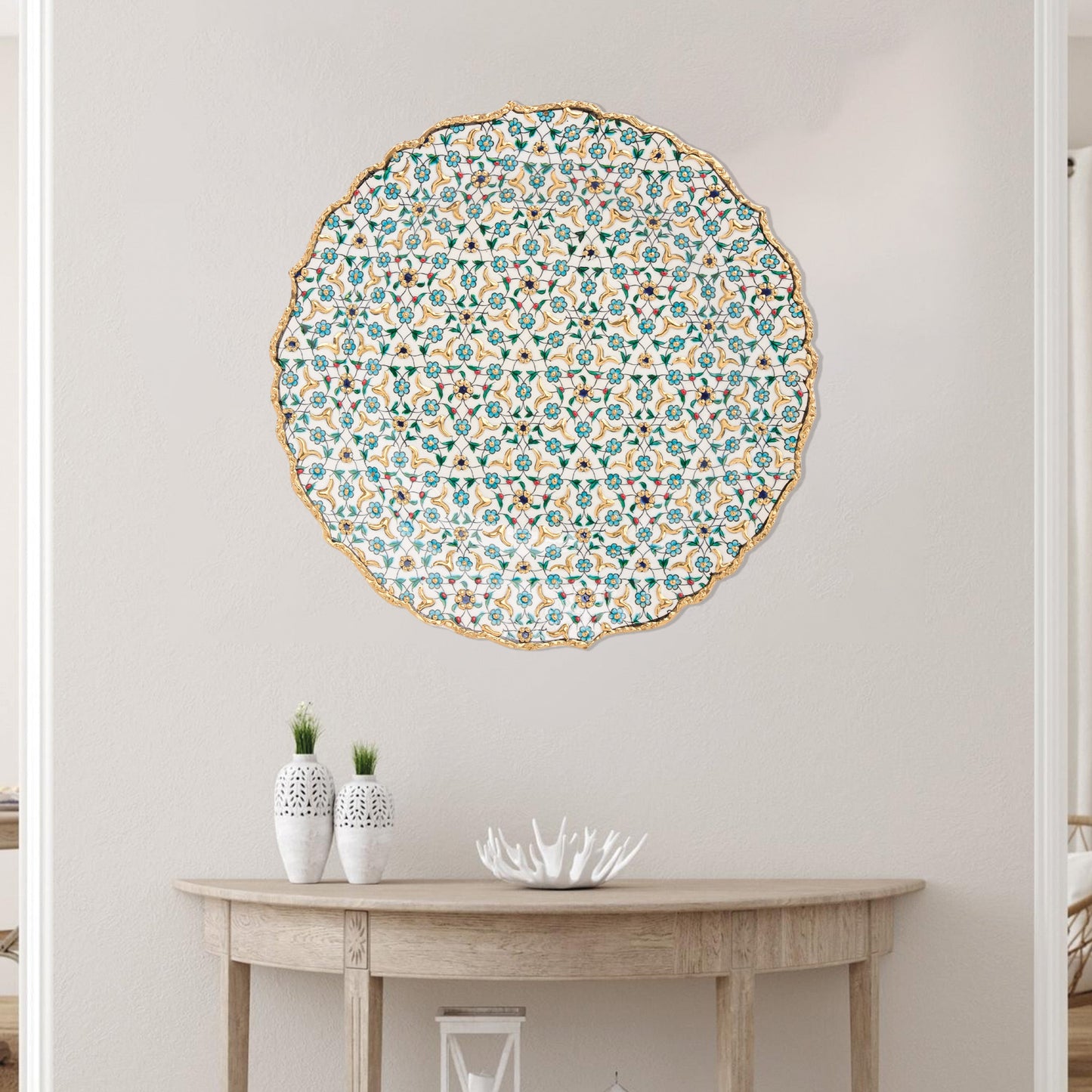 Ceramic Decorative Plate, Celestial Mosaic Decorative Plate, Decorative Golden Plate