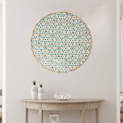 Ceramic Decorative Plate, Celestial Mosaic Decorative Plate, Decorative Golden Plate