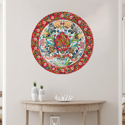 Ceramic Decorative Plate, Ottoman Bloom Decorative Plate, Decorative Golden Plate