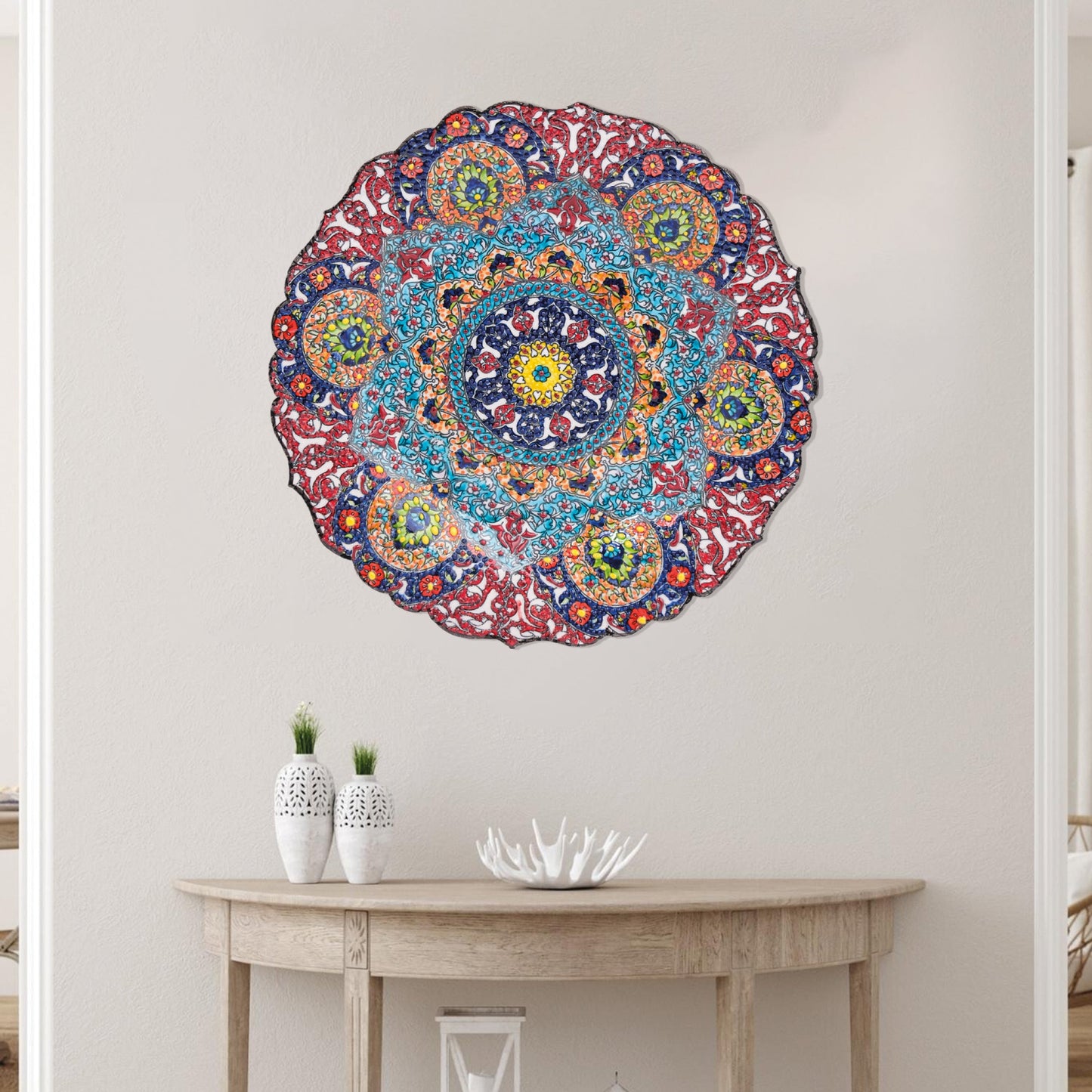 Ceramic Decorative Plate, Mandala Radiance Decorative Plate