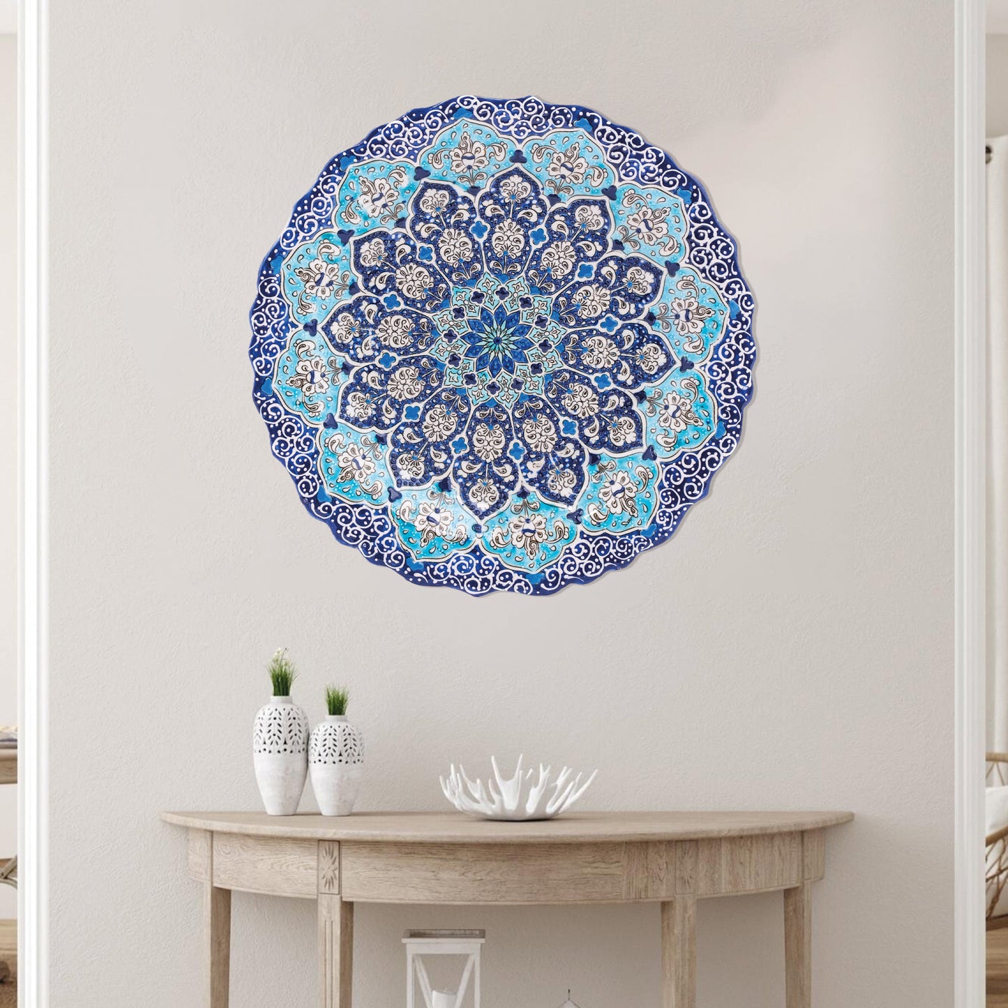 Ceramic Decorative Plate, Azure Bloom Decorative Plate