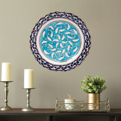 Ceramic Decorative Plate, Whirling Fishes Decorative Plate