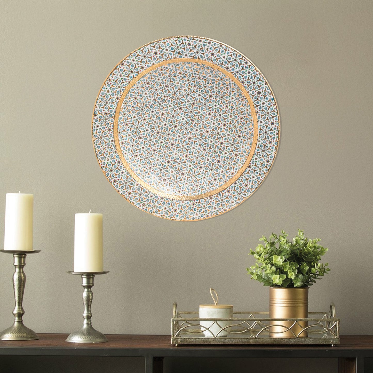 Ceramic Decorative Plate, Timeless Elegance Decorative Plate, Decorative Golden Plate