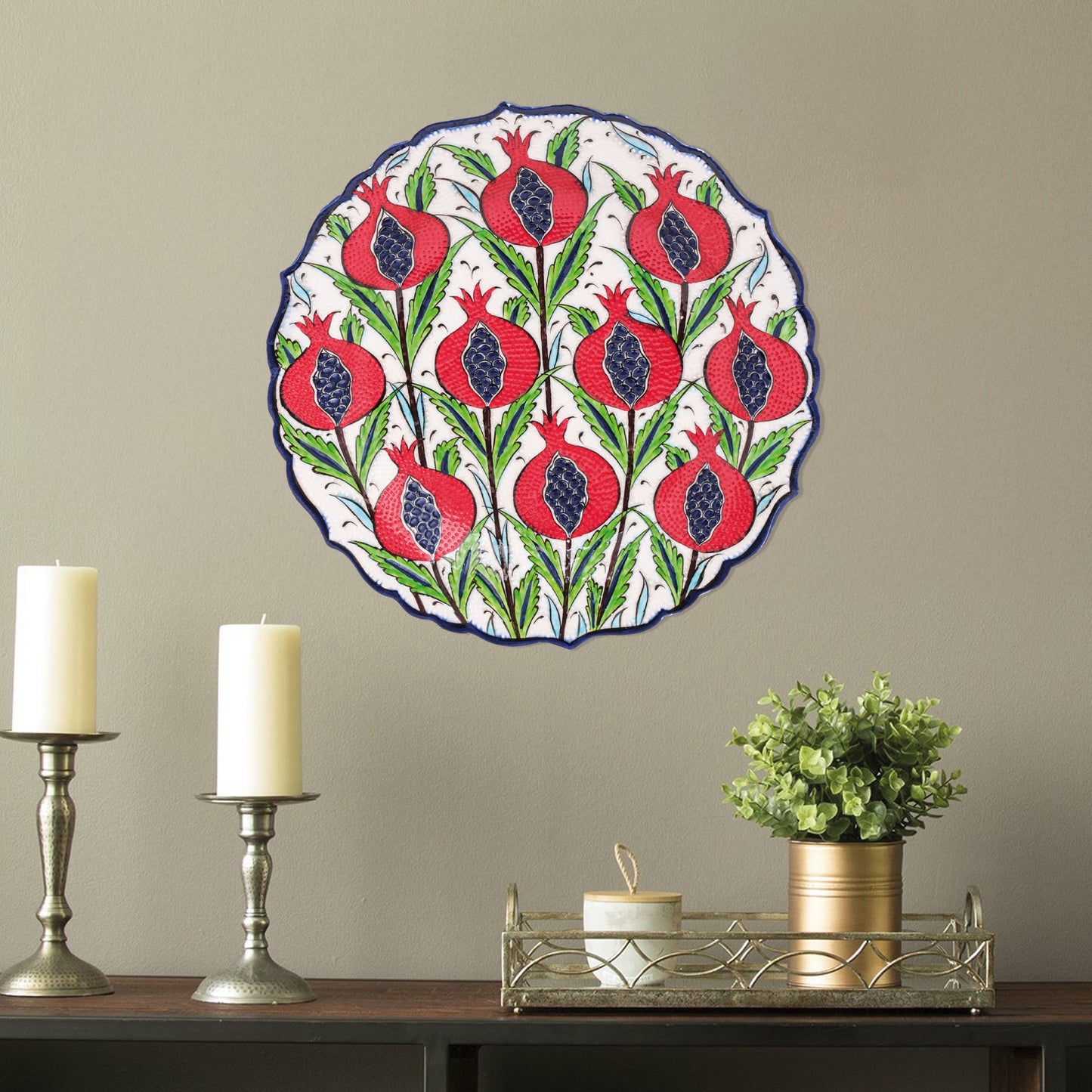 Ceramic Decorative Plate, Pomegranate Harvest Decorative Plate
