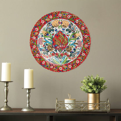 Ceramic Decorative Plate, Ottoman Bloom Decorative Plate, Decorative Golden Plate