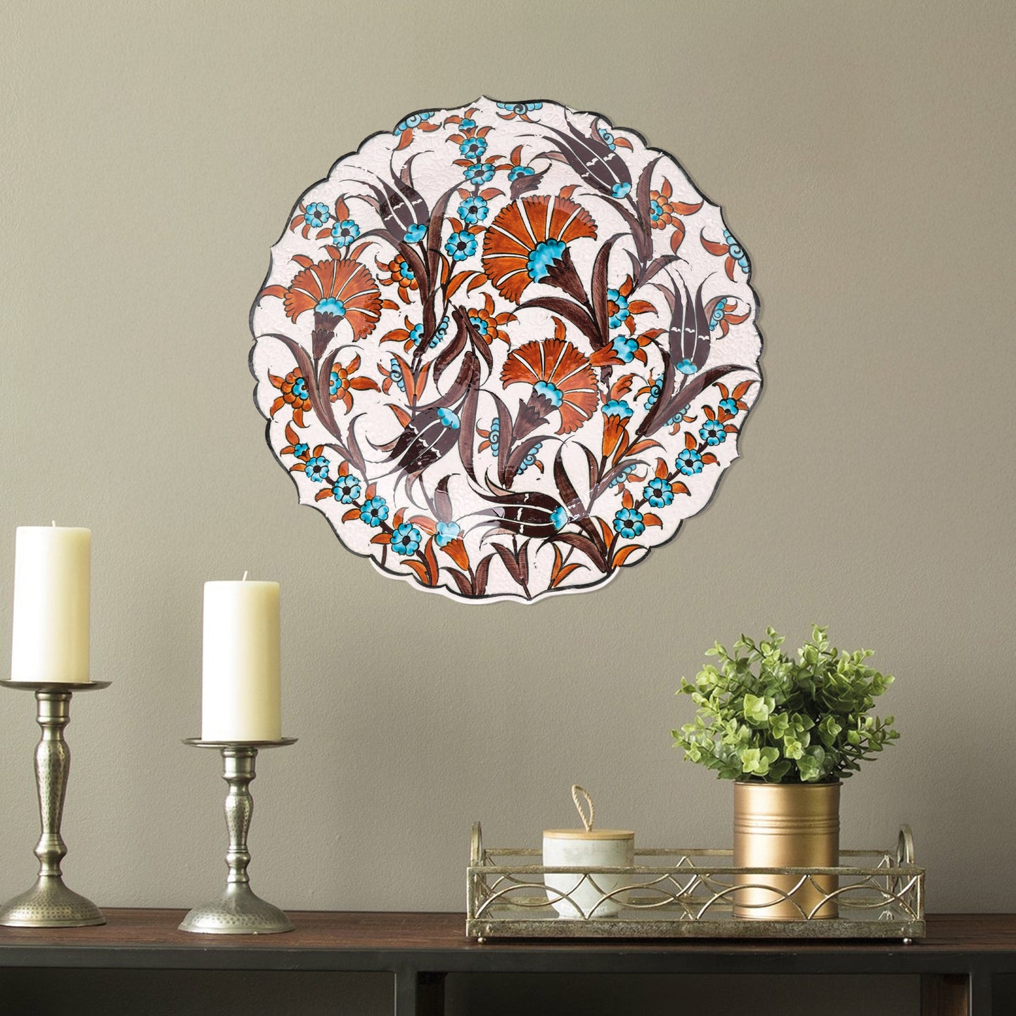 Ceramic Decorative Plate, Rustic Bloom Decorative Plate