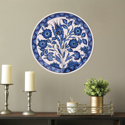 Ceramic Decorative Plate, Sapphire Blooms Decorative Plate