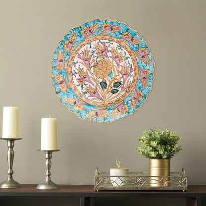 Ceramic Decorative Plate, Harvest Bloom Decorative Plate, Decorative Golden Plate