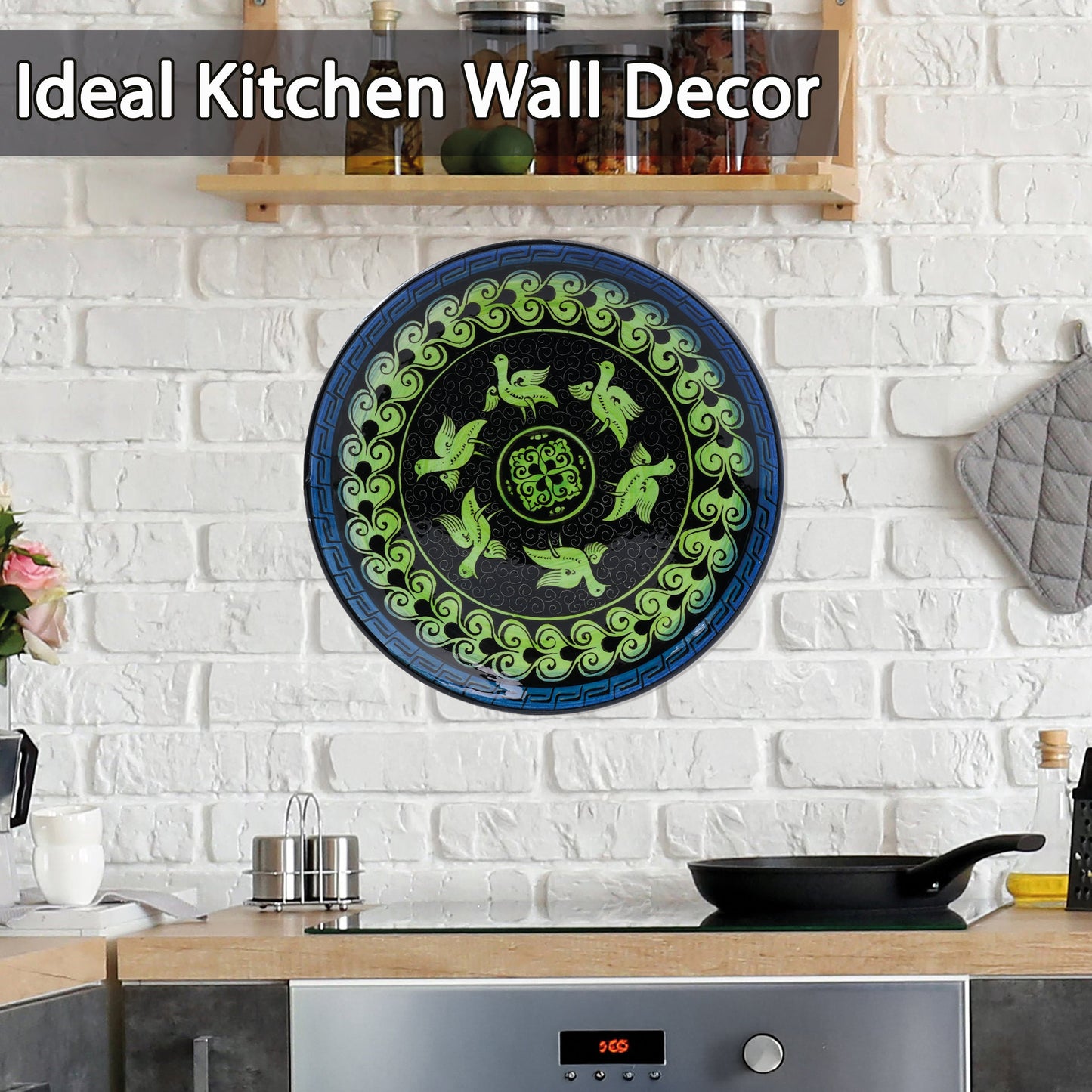 Ceramic Decorative Plate, Emerald Birds Decorative Plate