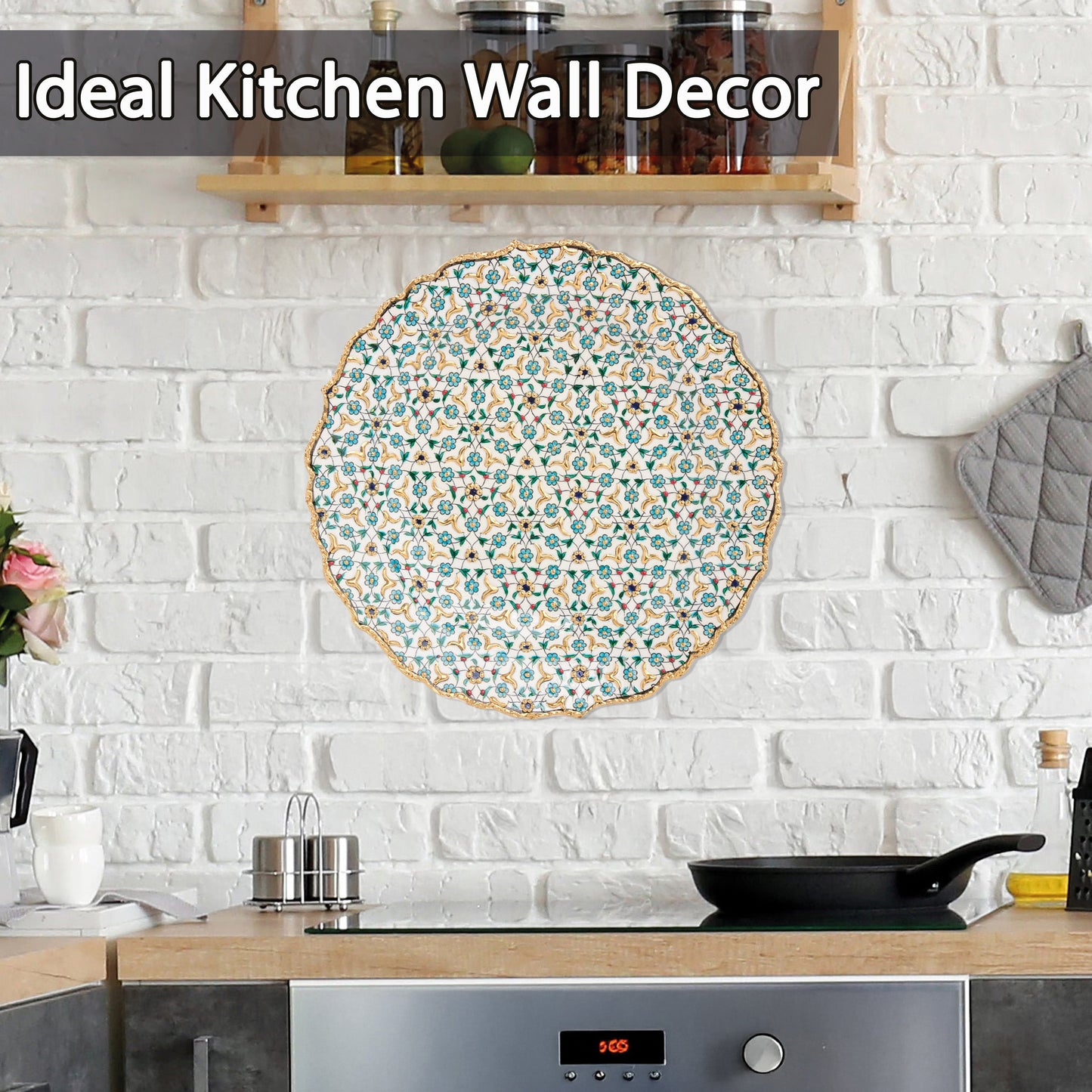 Ceramic Decorative Plate, Celestial Mosaic Decorative Plate, Decorative Golden Plate