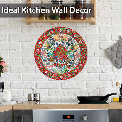 Ceramic Decorative Plate, Ottoman Bloom Decorative Plate, Decorative Golden Plate