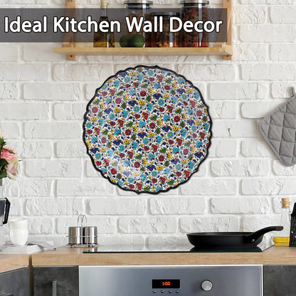 Ceramic Decorative Plate, Floral Mosaic Decorative Plate