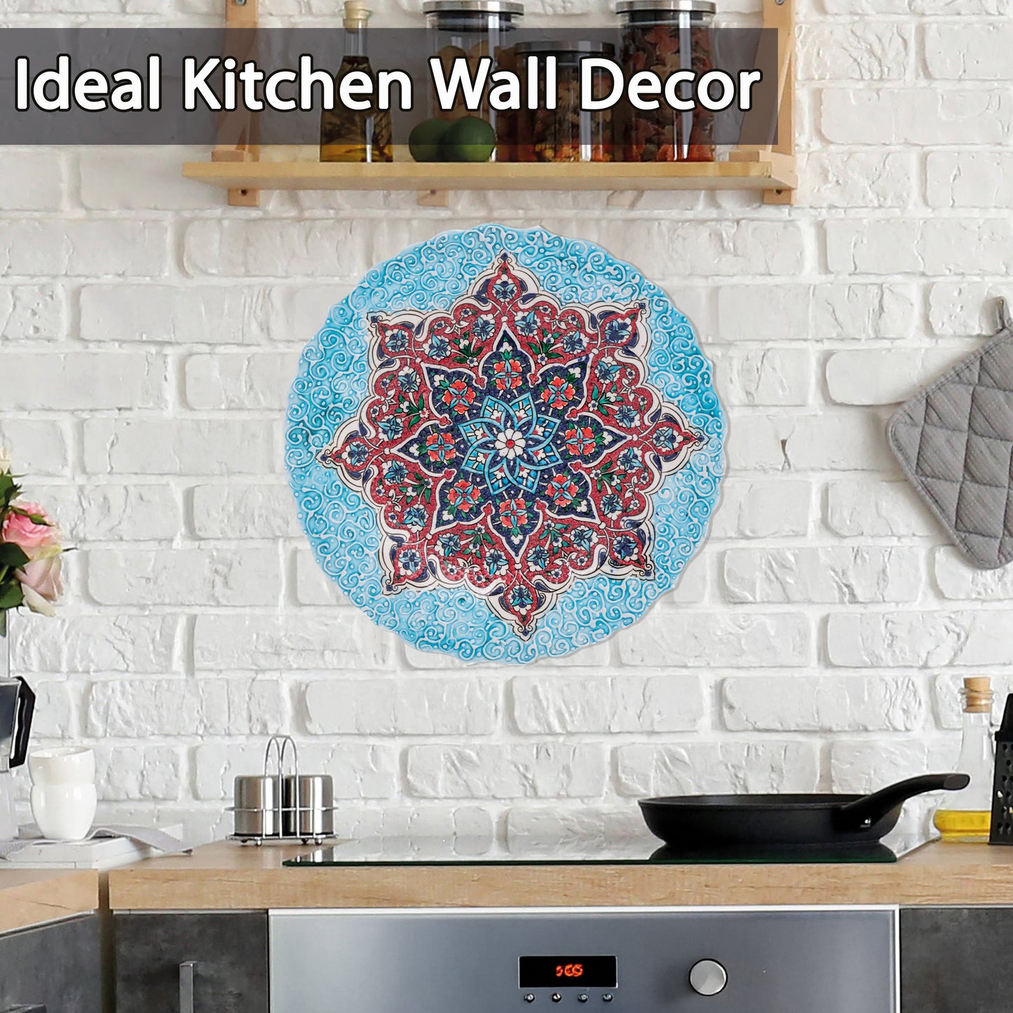 Ceramic Decorative Plate, Mandala Bloom Decorative Plate