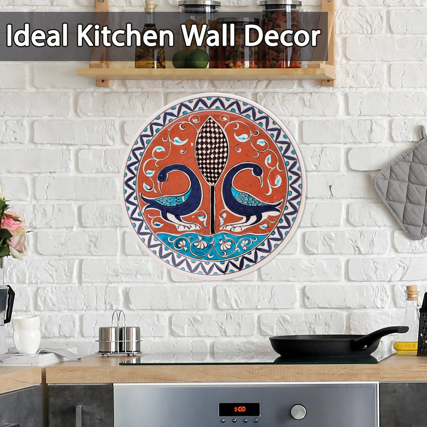 Ceramic Decorative Plate, Twin Peacocks Decorative Plate