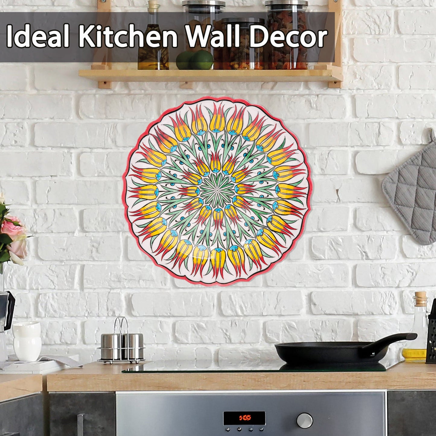 Ceramic Decorative Plate, Fiery Tulips Decorative Plate