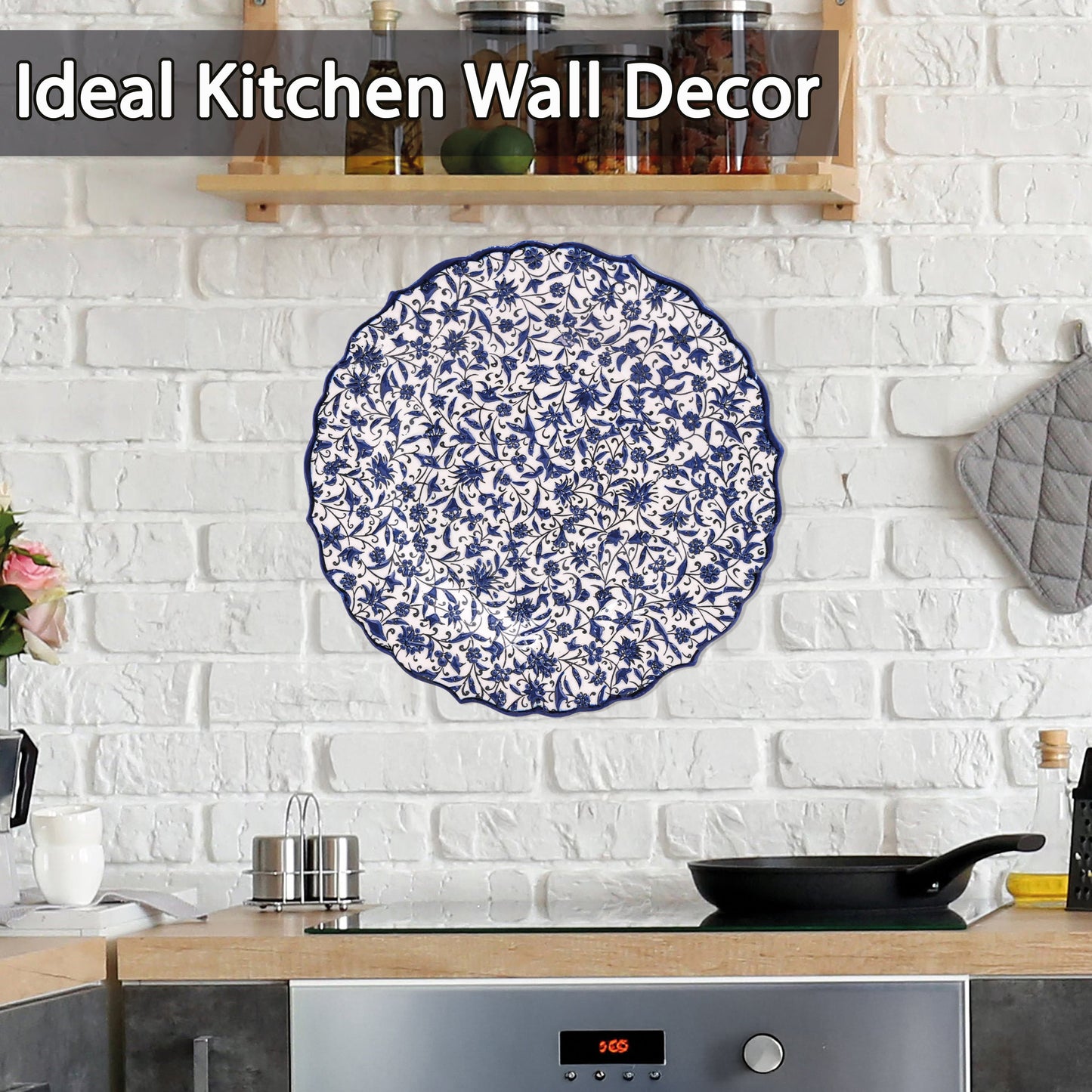 Ceramic Decorative Plate, Indigo Vines Decorative Plate