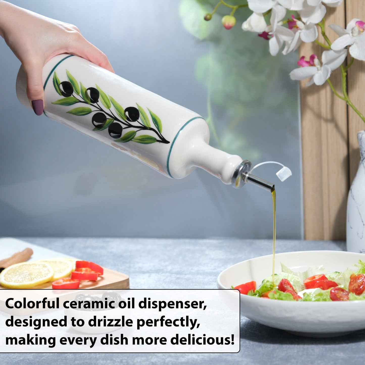 Ceramic Oil Dispenser, Olive Oil Dispener, Handmade Ceramic Oil Bottle - EVANILIFE Oil Dispenser (Image 4)