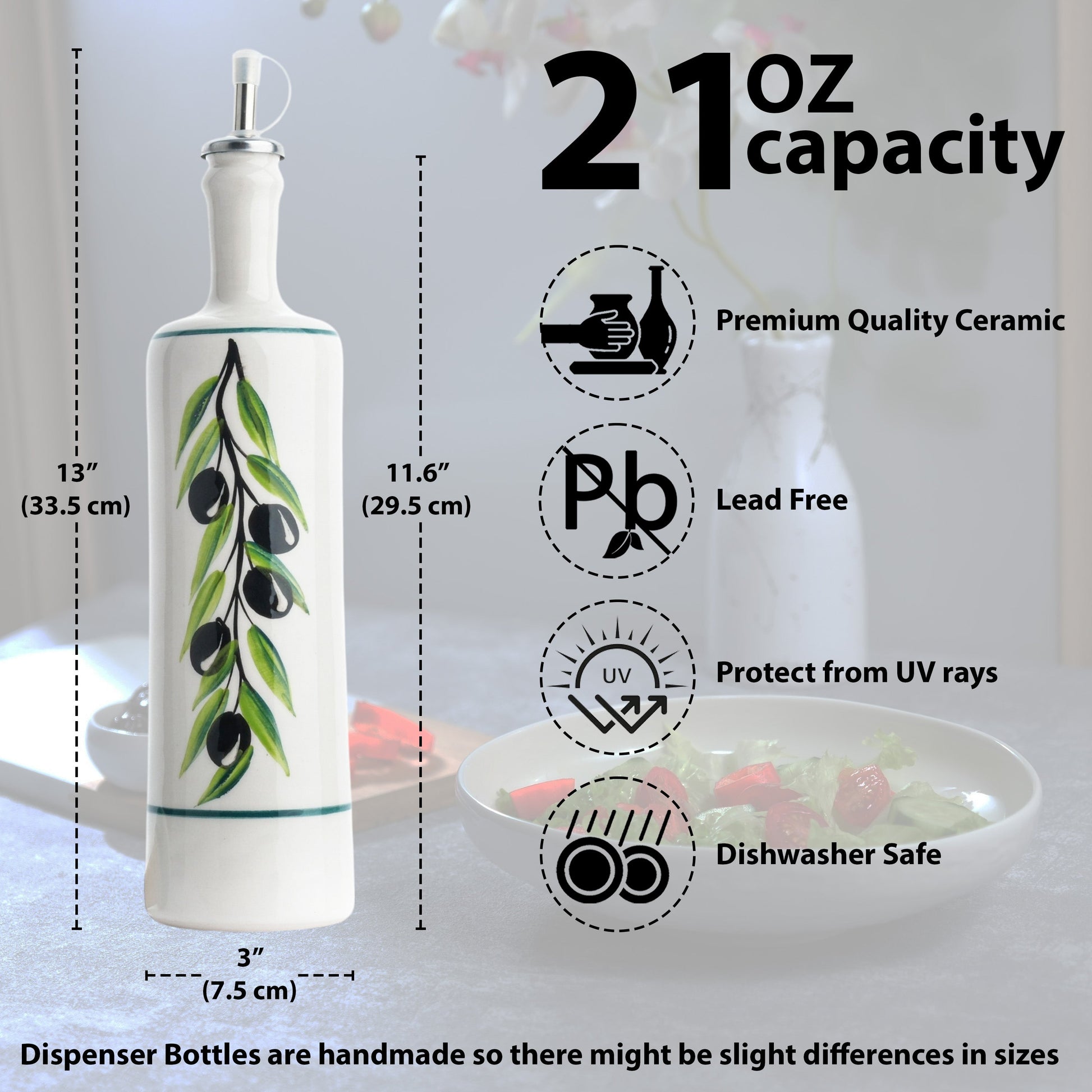 Ceramic Oil Dispenser, Olive Oil Dispener, Handmade Ceramic Oil Bottle - EVANILIFE Oil Dispenser (Image 3)