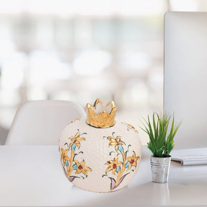 Handmade Ceramic Pomegranate Vase, Golden Vase Home Decor