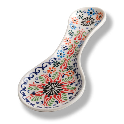Handmade Ceramic Spoon Rest, Vanilla White Color Spoon Rests, Traditional Spoon Holder for Stove Top - Image 1