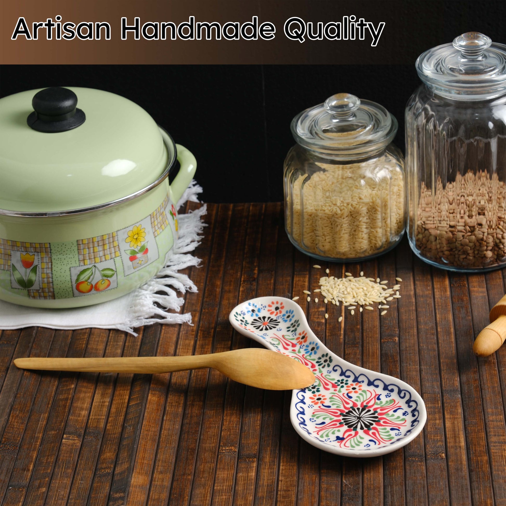 Handmade Ceramic Spoon Rest, Vanilla White Color Spoon Rests, Traditional Spoon Holder for Stove Top - Image 4