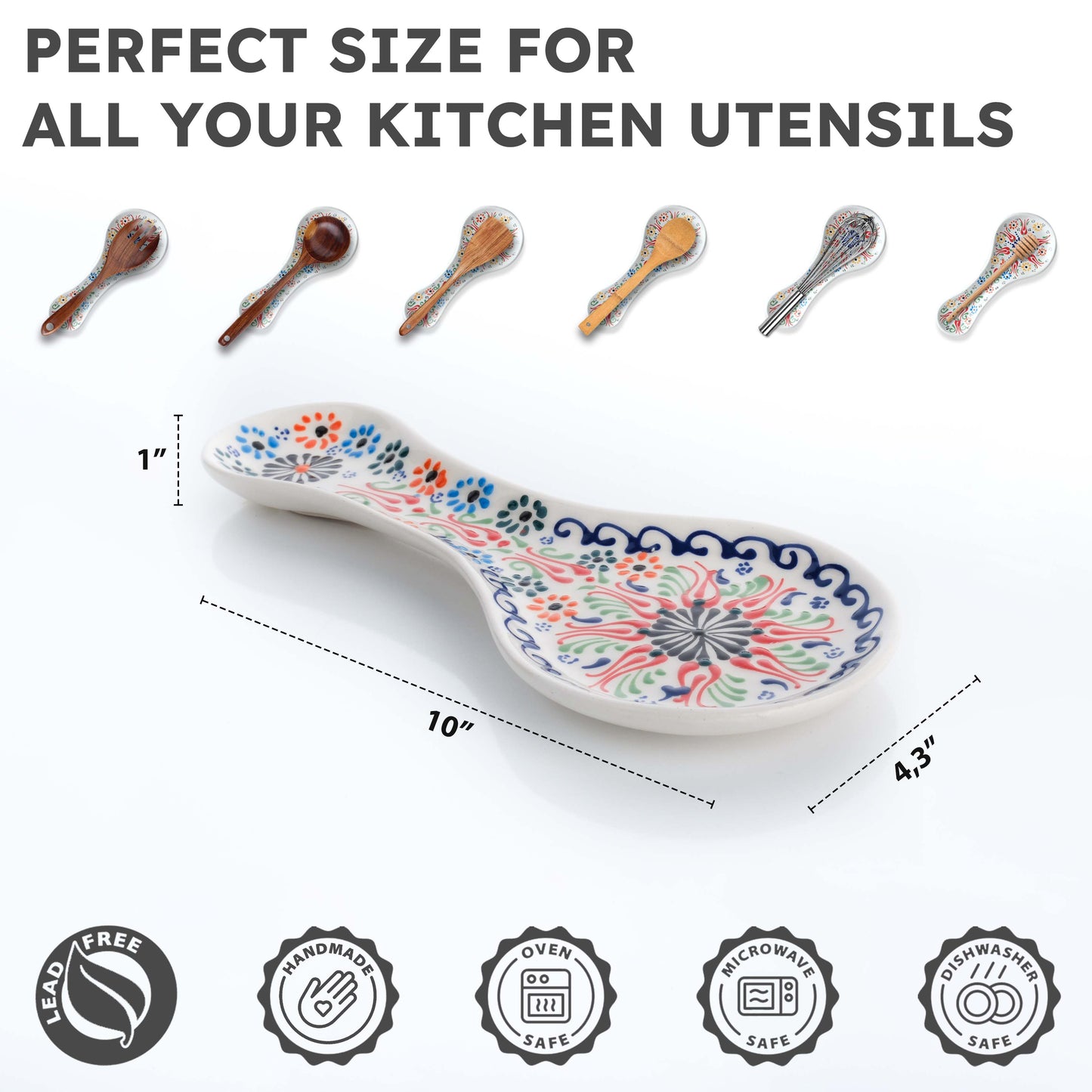 Handmade Ceramic Spoon Rest, Vanilla White Color Spoon Rests, Traditional Spoon Holder for Stove Top - Image 3