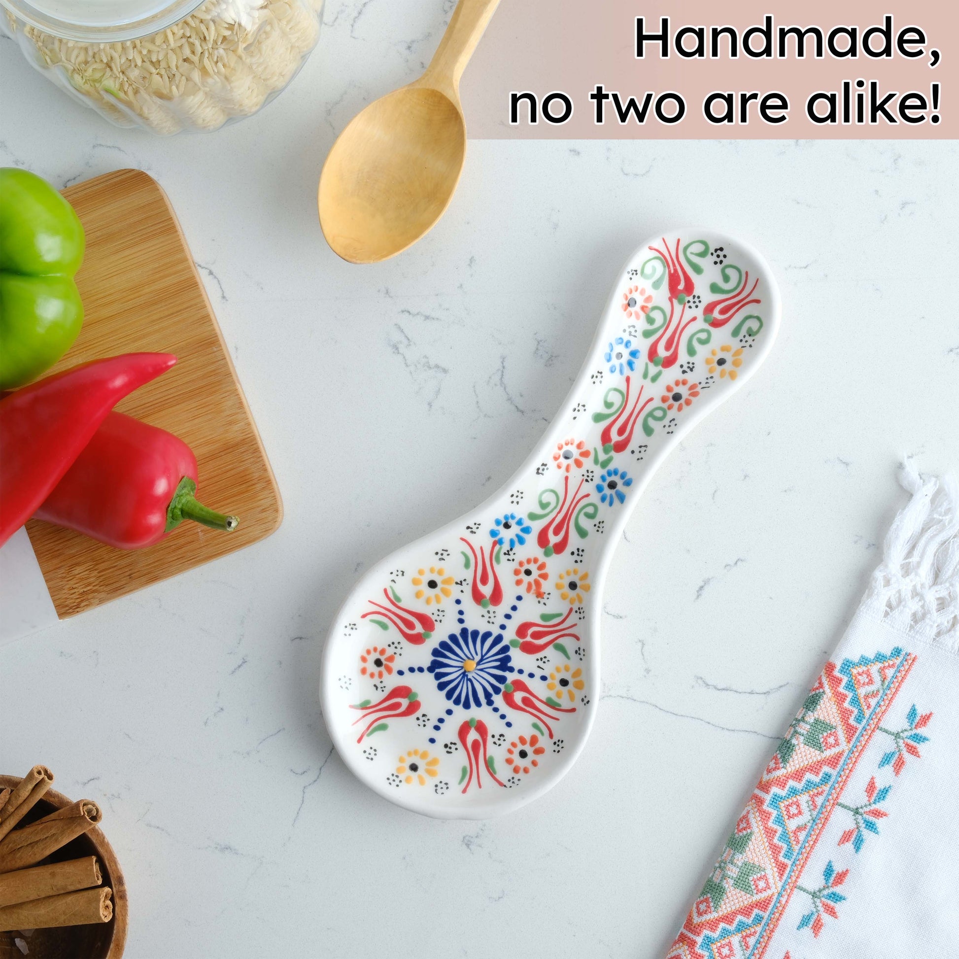 Handmade Ceramic Spoon Rest, Vanilla White Color Spoon Rests, Traditional Spoon Holder for Stove Top - Image 2