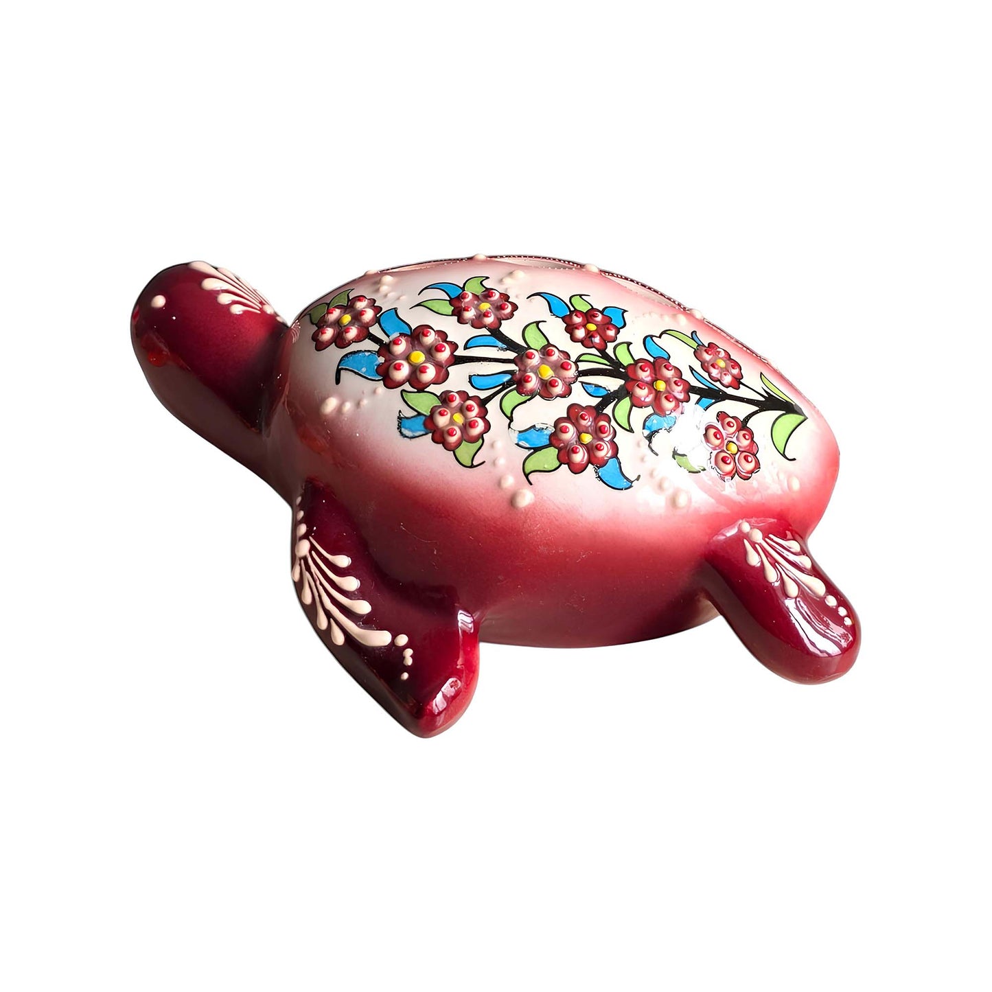 Hand-painted turtle design ceramic tealight candle holder, artisan handmade lantern for home décor, fits real tealight or LED candles