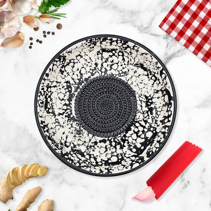 Garlic Grater Bowl, Black Sponge Grater Plate, 7" Ceramic Garlic Grinder, Decorative Grater Bowl
