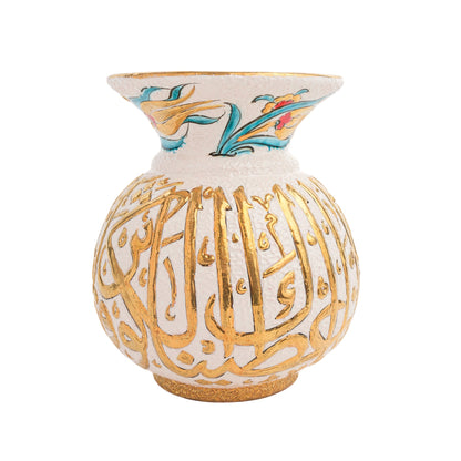 Handmade Ceramic Decorative Vase, Gold Calligraphy Ceramic Vase, Golden Vase