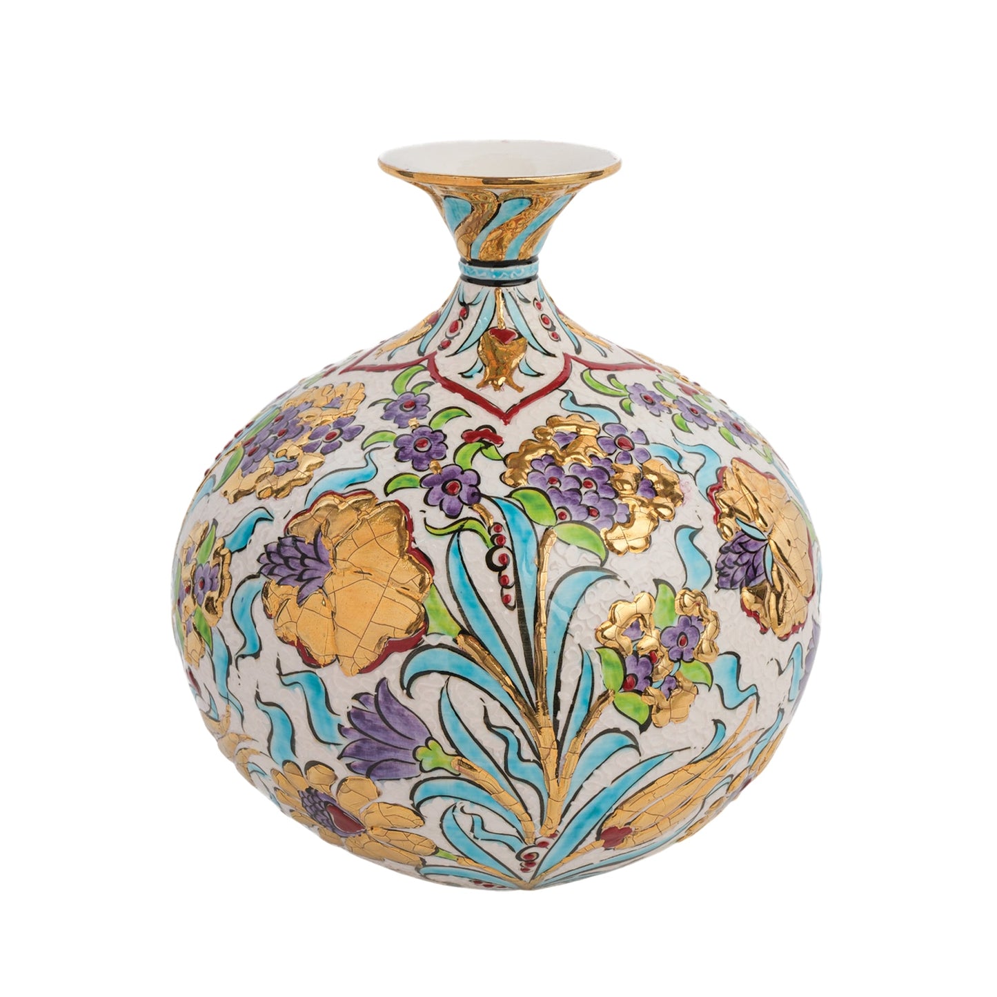 Handmade Ceramic Decorative Vase, Golden Bloom Ceramic Vase, Golden Vase