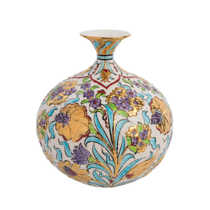 Handmade Ceramic Decorative Vase, Golden Bloom Ceramic Vase, Golden Vase