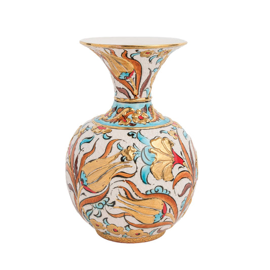 Handmade Ceramic Decorative Vase, Golden Bloom Ceramic Vase, Golden Vase