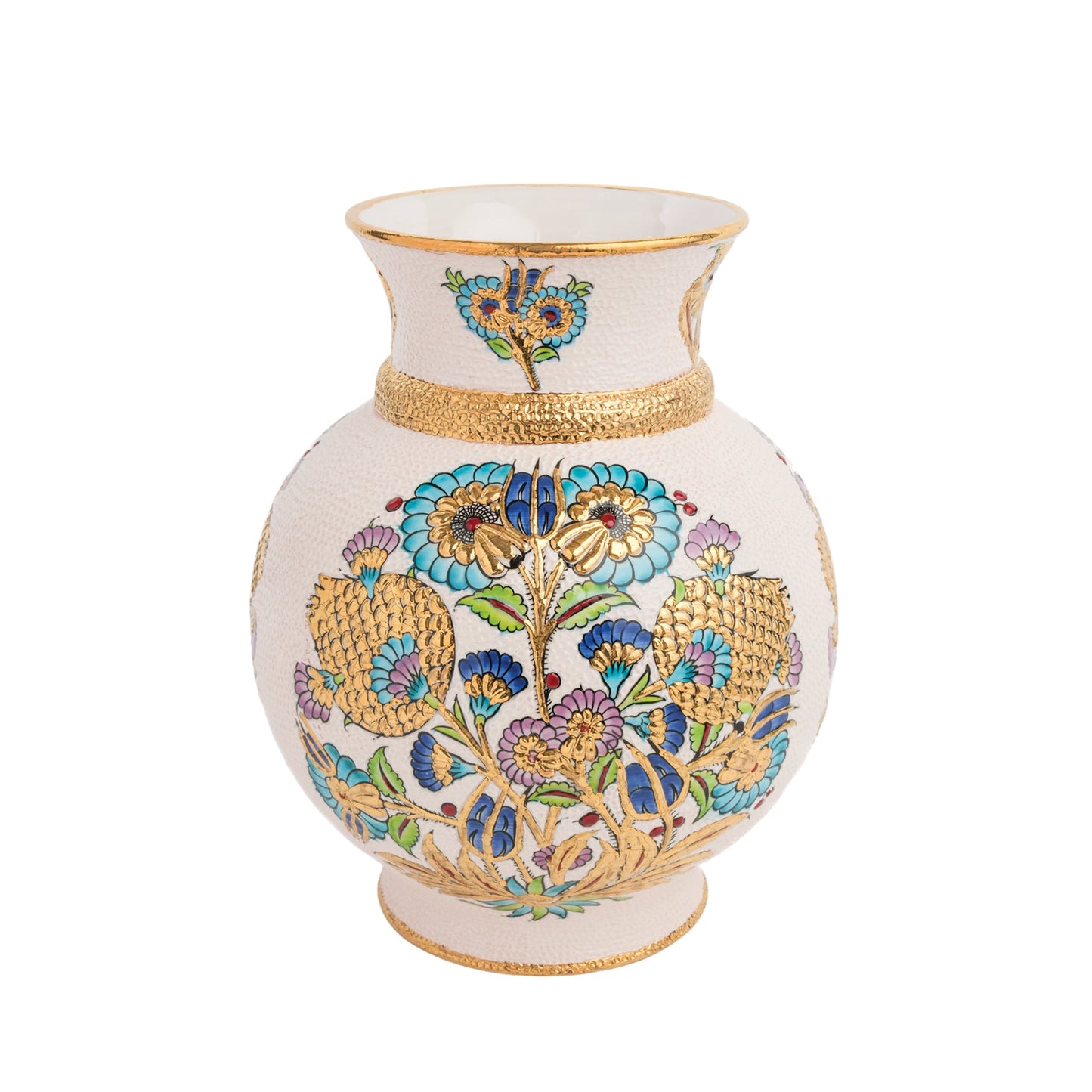 Handmade Ceramic Decorative Vase, Golden Floral Ceramic Vase, Golden Vase