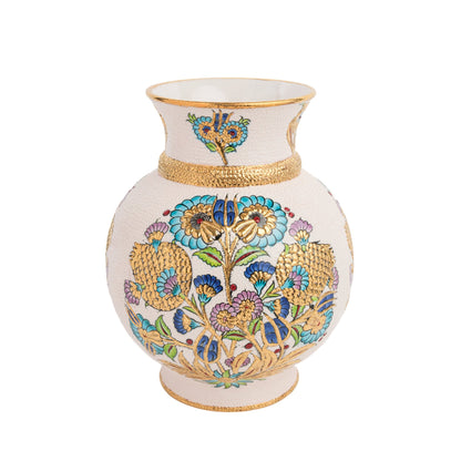 Handmade Ceramic Decorative Vase, Golden Floral Ceramic Vase, Golden Vase