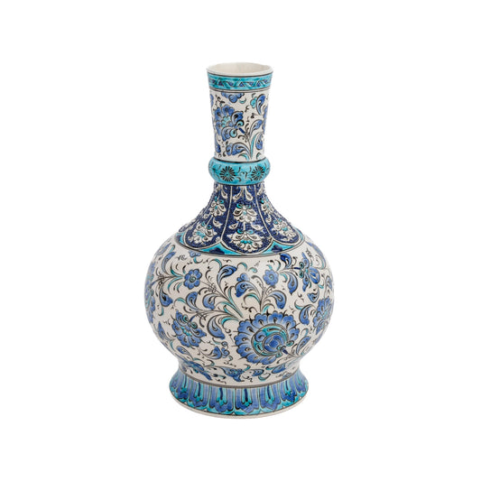 Handmade Ceramic Decorative Vase, Blue Floral Ceramic Vase