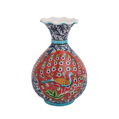 Handmade Ceramic Decorative Vase, Peacock Garden Ceramic Vase