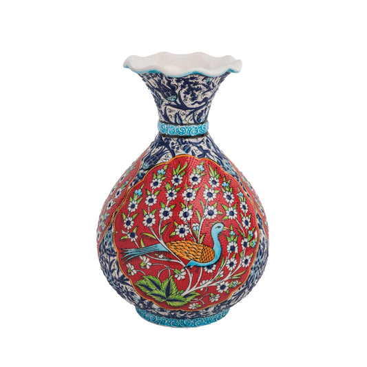 Handmade Ceramic Decorative Vase, Peacock Garden Ceramic Vase
