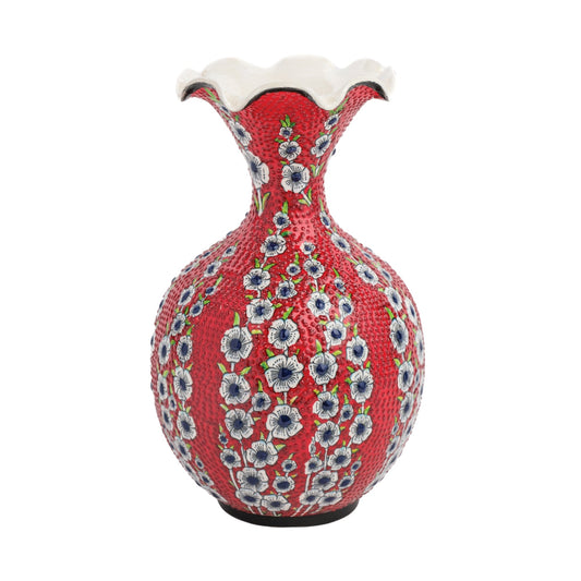 Handmade Ceramic Decorative Vase, Scarlet Blossom Ceramic Vase