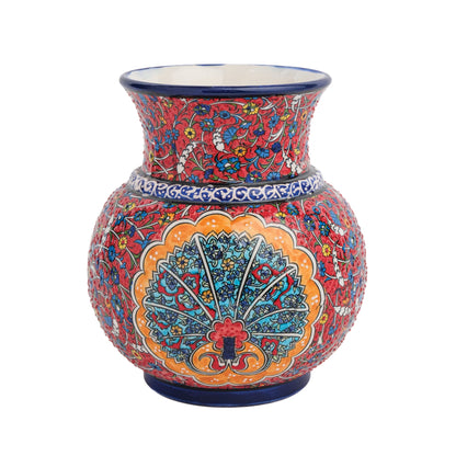 Handmade Ceramic Decorative Vase, Ornate Peacock Ceramic Vase