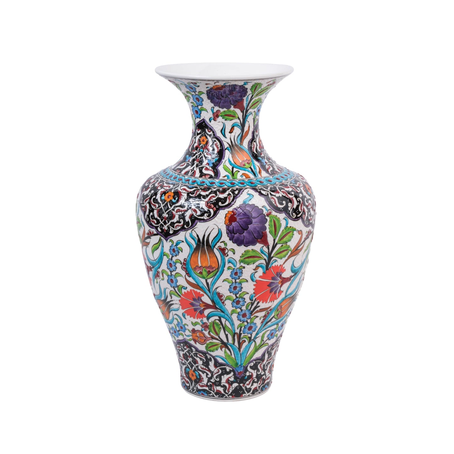 Handmade Ceramic Decorative Vase, Floral Noir Ceramic Vase