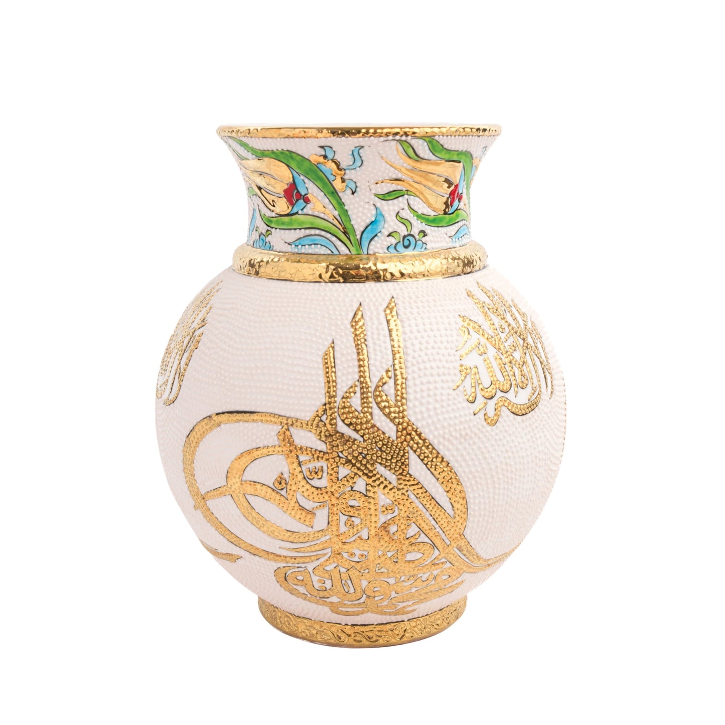 Handmade Ceramic Decorative Vase, Gold Calligraphy Ceramic Vase, Golden Vase