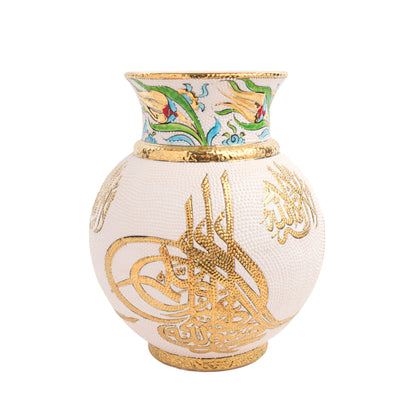 Handmade Ceramic Decorative Vase, Gold Calligraphy Ceramic Vase, Golden Vase