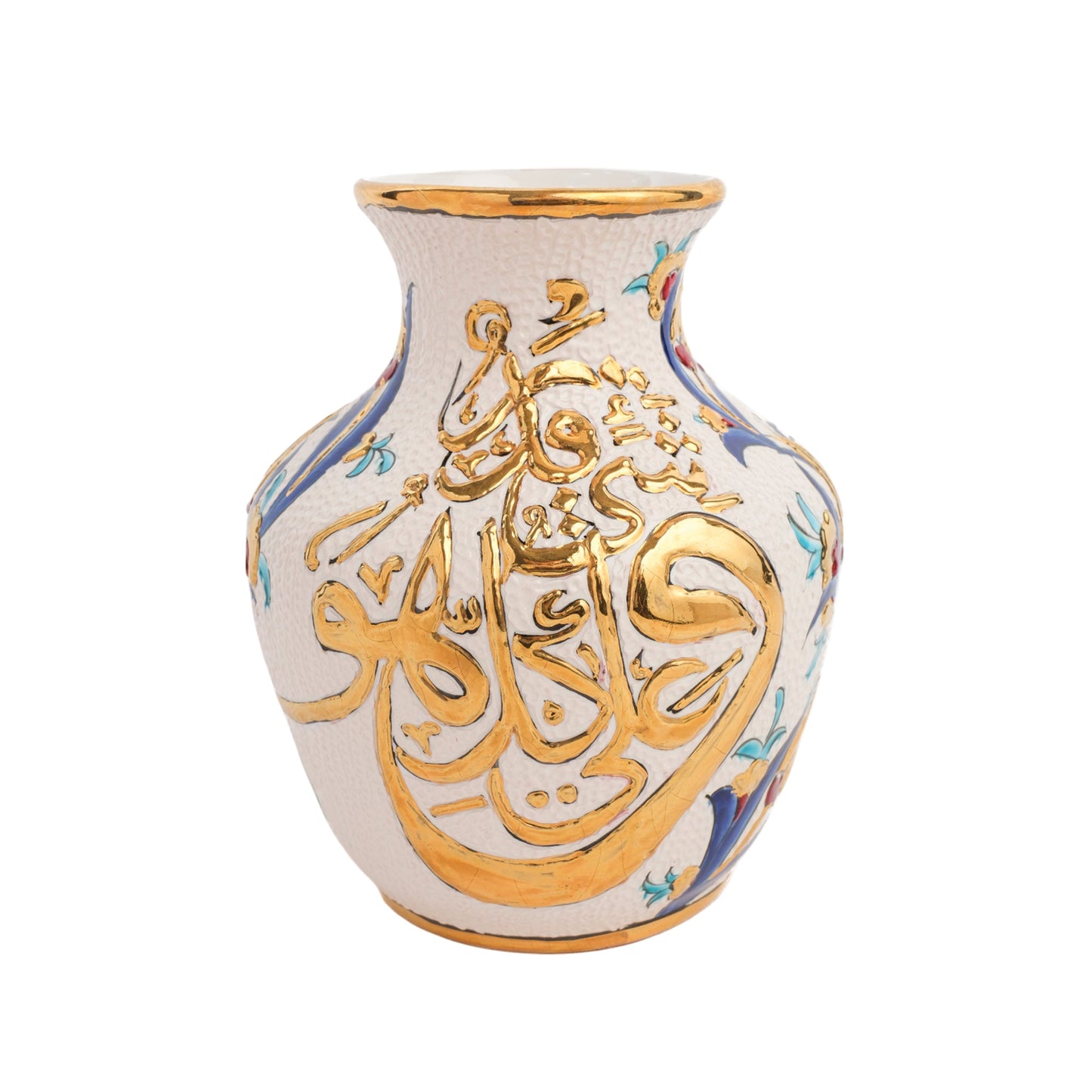 Handmade Ceramic Decorative Vase, Gold Calligraphy Ceramic Vase, Golden Vase