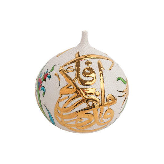 Handmade Ceramic Decorative Vase, Gold Calligraphy Ceramic Vase, Golden Vase